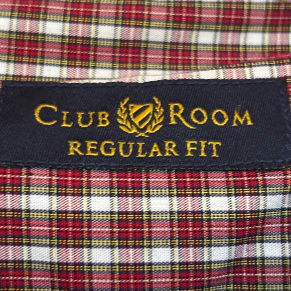 THE ESTATE CLUB ROOM RED PLAID MENS BUTTON DOWN DRESS SHIRT SIZE 17 34/35 - Picture 3 of 4